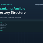 Ansible project directory tree showing ansible.cfg, inventory, playbooks, roles and vault folders
