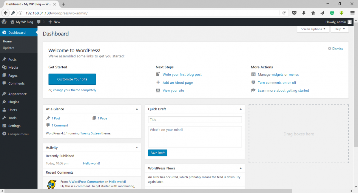 WordPress Dashboard